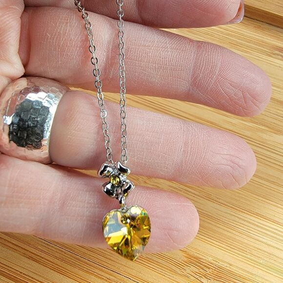 Swarovski Women's Silver and Yellow heart necklace - Picture 5 of 6